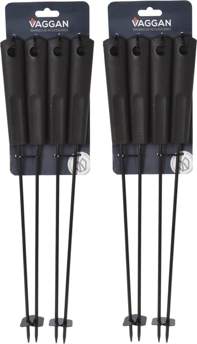 Vaggan BBQ spiezen - 8x stuks - metaal - 44 cm - vleespennen voor vlees - barbecue accessoires