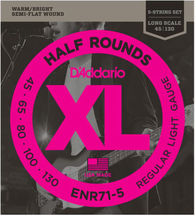D'Addario ENR71-5 Bassnaren Half Rounds 5-Snarig (45-130)