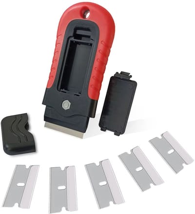 Actie4you® - Glasschraper – Inductie Kookplaat Schraper – Geschikt voor glas oppervlakten – Raam Schraper - Met 5 RVS mesjes