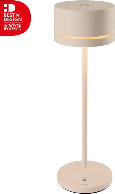 Leonardo tafellamp MONZA ,oplaadbaar zand / Sompex / oplaadbaar, kleur zand | Accu | LED tafellamp voor buiten en binnen - Werkt op accu - Aluminium - Dimbaar - Incl. Inductie oplaadbaar- zand kleur