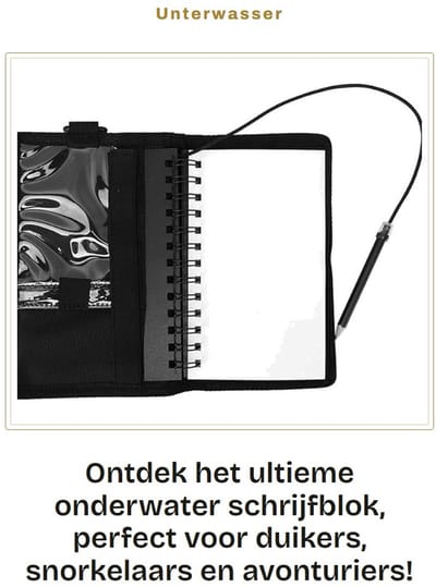 Dailygoods- Onderwater Notitieblok Waterdicht Papier - Compact Design - Slijtvaste Afdekking - Harde Pads - D-Ring - Transparante Binnenvakken - Waterdicht Notitieboek
