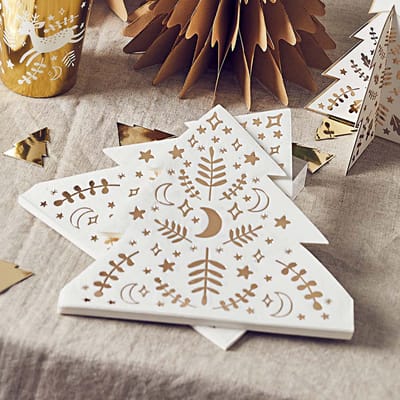 Kerstboom Wit Goud - 16 stuks