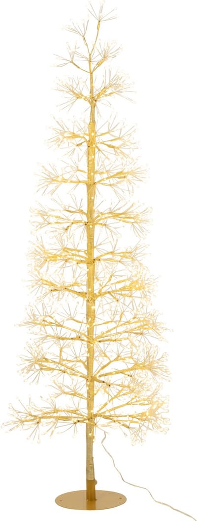 J-Line decoratie Boom - warm witte - ijzer - goud - medium - LED lichtjes