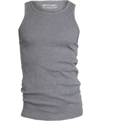 Garage 401 - Singlet Semi Bodyfit ronde hals grijs melange S 85% katoen 15% viscose 1x1 rib