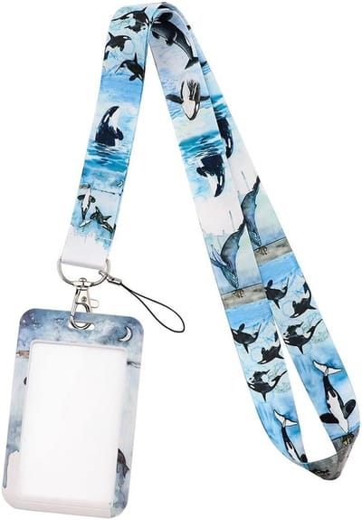 Travel Cords - Keycord met Badgehouder & Telefoonkoord – 3-in-1 Lanyard – Orka's – Afneembare Pashouder – ID Kaarthouder – Telefoonkoord