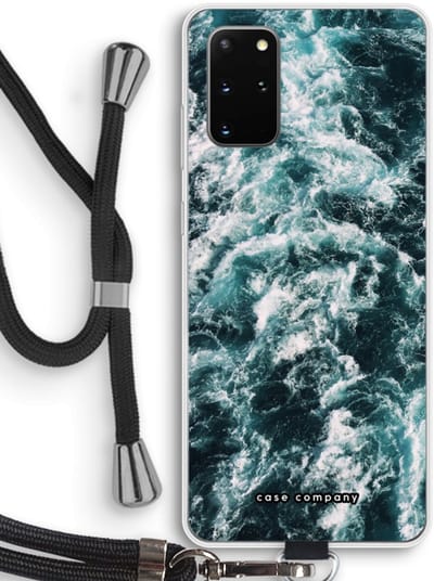 Hoesje met koord geschikt voor Samsung Galaxy S20 Plus hoesje met Koord - Zee golf - Telefoonhoesje met Zwart Koord - Bescherming aan alle Kanten en Over de Schermrand