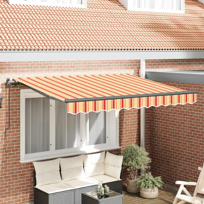 vidaXL - Uitschuifbare - luifel - Geel - en - Oranje - 250 - x - 200 - cm - Stof