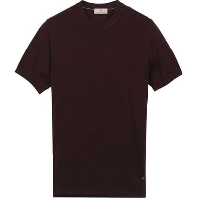 Thomas Maine Trui Short Sleeve Crew Neck Half Milano Knit Donker Bruin / male