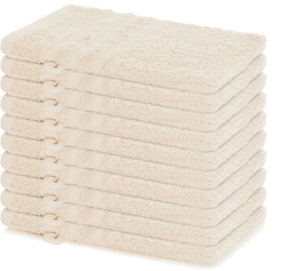 Lavea® Set van 10 washandjes 15x21 cm van 100% katoen badstof – Zacht & absorberend – Ideaal voor thuis, hotel, spa en baby – Crème