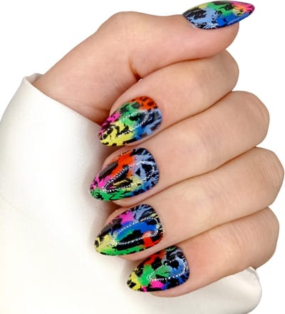 SD Press on Nails - No. 26 Shattered - Plaknagels met nagellijm - Neon - Set 20 Nagels - Handmade - XS Stiletto - Kunstnagels - Nail Art - Handgemaakt - Gellak - Nagellak - Accessoires - Neon - Nageltips