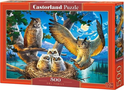 Castorland Owl Family – Puzzel – 500 stukjes – Satijnen afwerking – Perfecte pasvorm – Europese kwaliteit