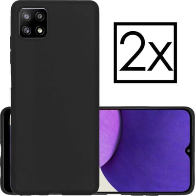 Hoesje - 2 Stuks - Geschikt voor Samsung Galaxy A22 5G - Sterk & Shockproof - Case Siliconen - Back Cover - Telefoon Hoes - Zwart