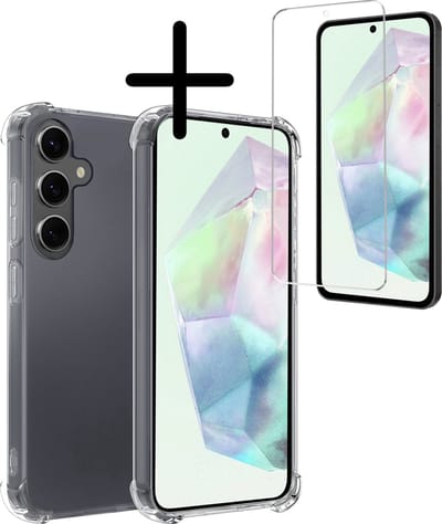 Hoesje Met Screenprotector - Geschikt voor Samsung Galaxy A35 - Sterk & Shockproof - Siliconen Case - Back Cover - Telefoon Hoes - Shock Proof - Transparant