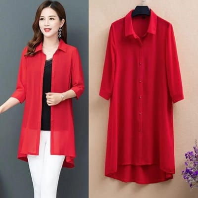 Chemise mi-longue pour femme grande taille personnalisée avec manches trois-quarts, cardigan fin, veste de protection solaire, châle 4XL black
