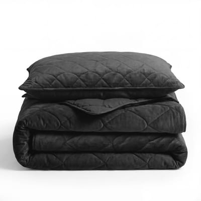 Sleeptime 2 in 1 Velvet Dekbed zonder Overtrek Dekbed - Dekbed inclusief slopen - 140 x 200 - Zwart/Grijs