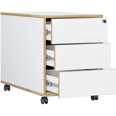 Verrijdbare lade bijzetcontainer kantooronderbouw wielen verrijdbaar Salia 3 lade diepte 45 cm