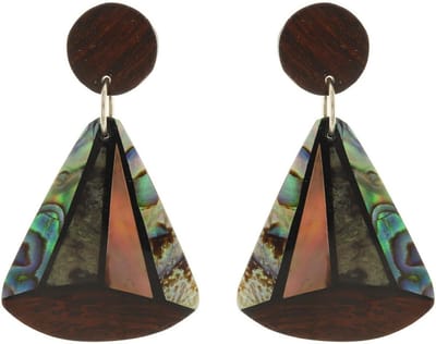 Behave - Oorbellen schelp - Bruin blauw detail - Natuurlijke festivalstijl
