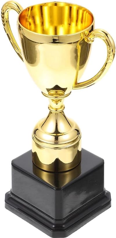 Kleine Trofee - Kinderprijzen - Wedstrijd Belonen - Lichtgewicht Plastic - 17x11x6 cm - Goud