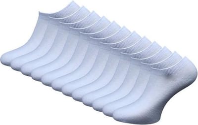 12 paar Bonanza sneakersokken - Basic - Platte Naad - Wit - 43-46