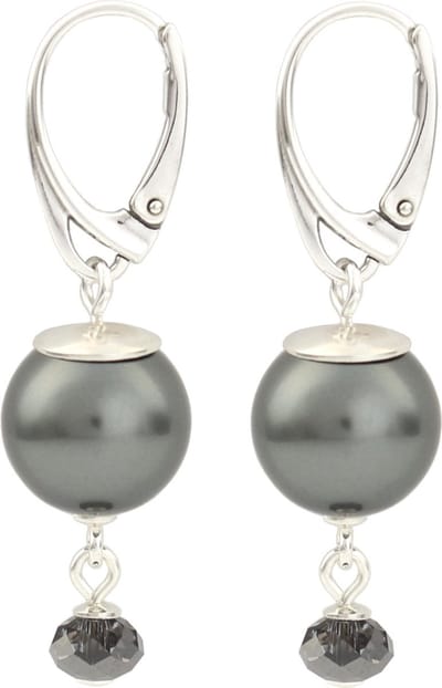 ARLIZI 1771 Oorbellen Parel Swarovski Kristal Grijs - Sterling Zilver - 4 cm