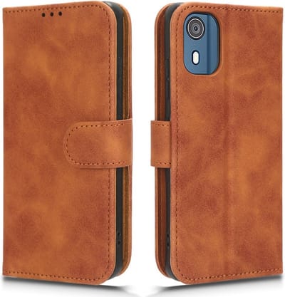 Coverup Hoesje - Geschikt voor Nokia C02 Hoesje - Coverup Book Case - Bruin