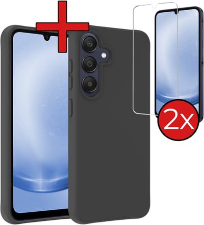 Hoesje - Met 2x Screenprotector - Geschikt voor Samsung Galaxy A26 - Sterk & Shockproof - Telefoon Hoes - Back Cover - Siliconen Case - Telefoonhoes - Zwart