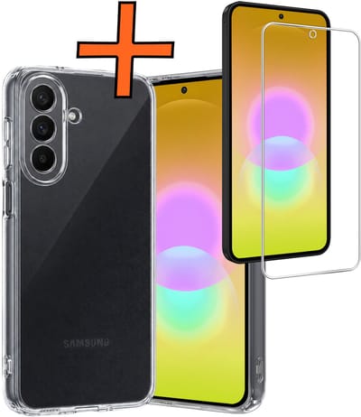 Hoes - Met Screenprotector - Geschikt voor Samsung Galaxy A27 - Sterk & Shockproof - Back Cover - Siliconen Case - Telefoon Hoes - Transparant