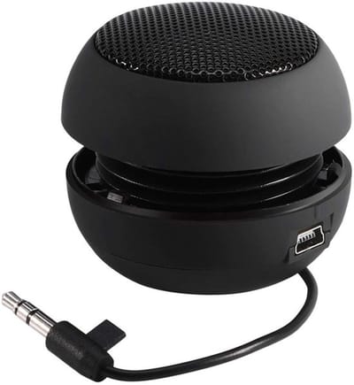 Mini-luidsprekers met jackplug, draagbare mini-reisluidspreker met 3,5 mm aansluiting voor telefoon, ingebouwde batterij voor mobiele telefoon, mp3-speler en pc, oplaadbare luidsprekers met stekker voor telefoon (zwart)