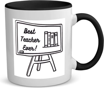 Akyol - best teacher ever koffiemok - theemok - zwart - Juf - meester - juf en meester - 350 ML inhoud