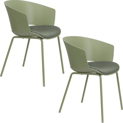 Housecraft Living Jessica Eetkamerstoelen Armleuning Groen - Set van 4