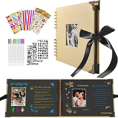 Fotoalbum, scrapbooking, fotoalbum om te knutselen, 80 pagina's, kan een cadeau zijn voor verjaardag, afstuderen, Valentijnsdag, trouwdag (bruin)