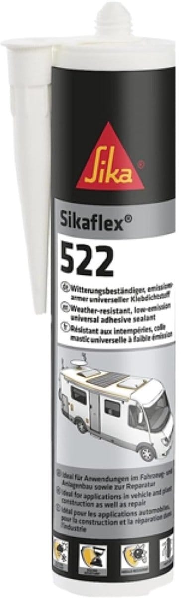 Sika Sikaflex-522 Caravan Wit 300 ml - Professionele Lijmkit & Afdichtingskit voor Camper Caravan en Motorhome - STP Polymeer - UV-Bestendig Waterdicht en Schimmelwerend