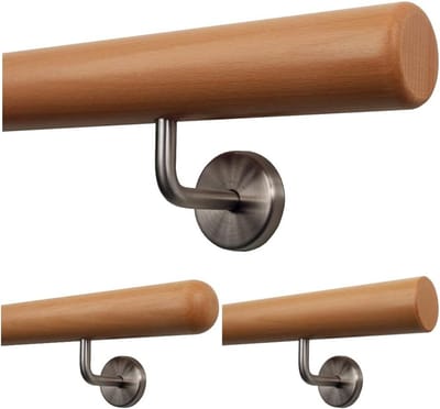 Houten Leuning - Trapleuning Beuken - Binnenhuis Gebruik - Gefreesde Uiteinden - 170 cm Lengte - Gelakt