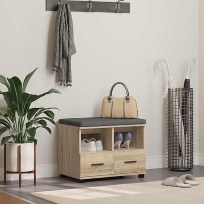 vidaXL - Hallenbank - Sonoma - Eik - 60 - x - 38 - x - 46 - cm - Geengineerd - Hout - en - Stof