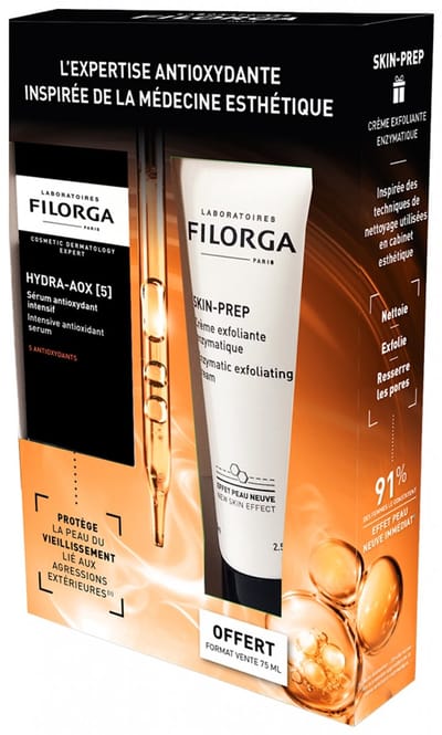 Filorga HYDRA-AOX [5] Intensief Antioxidant Serum 30 ml + SKIN-PREP Enzymatische Exfoliërende Crème 75 ml Gratis