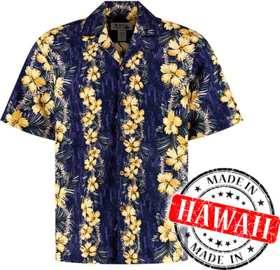 Hawaii Blouse Mannen - Shirt - Hemd - 100% Katoen - Overhemd Heren Korte Mouw - Made in Hawaii "Haleiwa Paars" Maat S