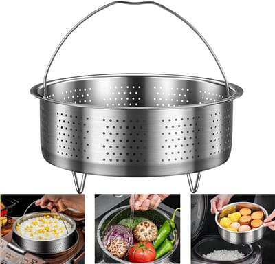 Dailygoods- Stoomkorf - Roestvrijstalen Stoominzet - Geschikt voor Groenten/Fruit/Eieren - Duurzaam/Milieuvriendelijk - Compact/Onderdelen - Gelijkmatige Warmteverdeling