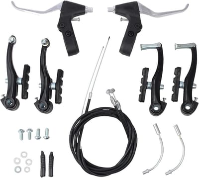 Complete V-Brake Remset voor Fietsen - Geschikt voor MTB, BMX, Stadsfietsen en Racefietsen, Zwart Aluminium