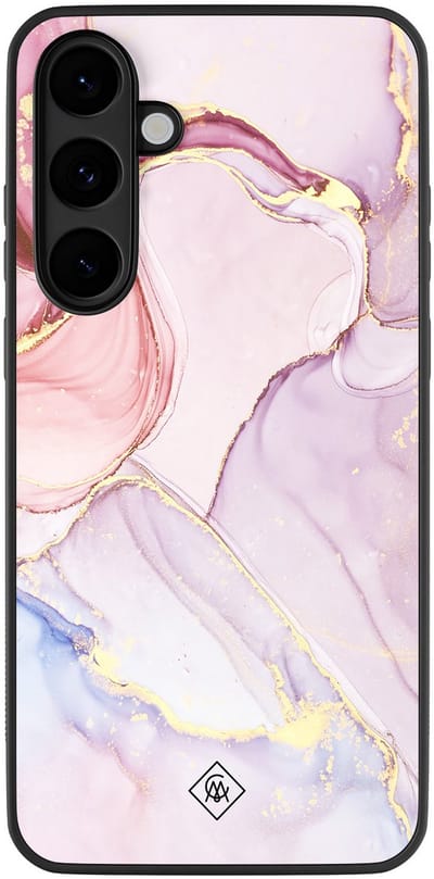 Casimoda® hoesje - Geschikt voor Samsung Galaxy S25 FE - Marmer roze paars - Zwart TPU Backcover - Marmer - Paars