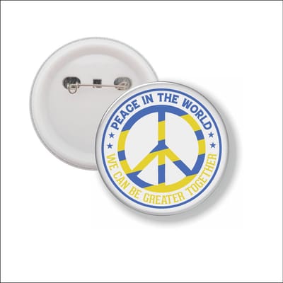 Button Met Speld - Peace In The World - Oekraine Vlag