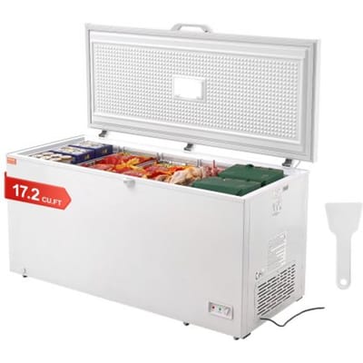 VEVOR Diepvrieskist, 488 liter diepvriezer en 4 uitneembare manden, vrijstaande commerciële diepvrieskist met bovendeur en afsluitbaar deksel, instelbare temperatuur met 7 niveaus