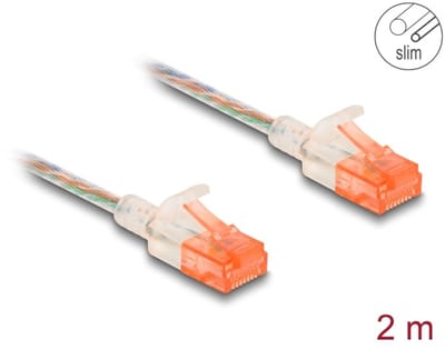 Delock RJ45 Network Cable Cat.6A U/UTP Slim 2 m transparent