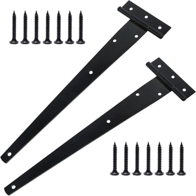 SnelShoppen - 2 Stuks Zware T-Scharnieren met Bevestigingsschroef, 12" (300mm) T-Band Deurscharnieren, Gegalvaniseerd voor Houten Poort Deur Raam