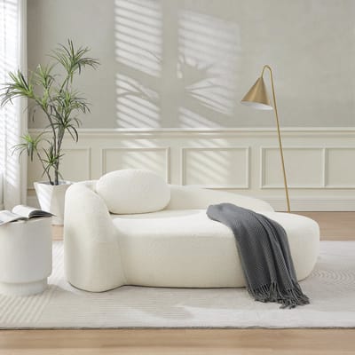 STILVORA Sofa 170 x 95 x 70 cm - Zacht Teddy Design Met Kussen - Voor Woonkamer En Slaapkamer - Teddy Stof - Beige