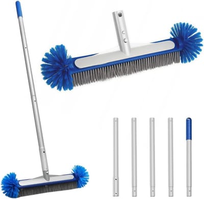 Ronde zwembadborstel met demontagestang en steel van 180 cm, ideaal voor zwembadreiniging en onderhoud