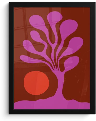 Poster in lijst - Fotolijst 30x40 cm - Posters - Boom - Paars - Cirkel - Vloeiend - Posterlijst zwart - Decoratie - Wanddecoratie woonkamer - Muurdecoratie slaapkamer