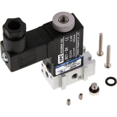 3/2 M5 NO Magneetventiel 24V DC 0-8bar/0-112psi YPC