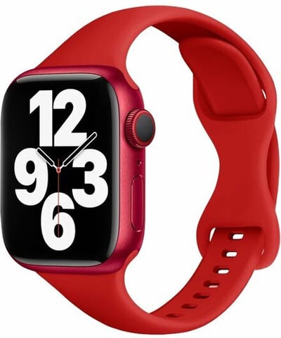 By Qubix - Geschikt voor Apple Watch bandje - Siliconen sportbandje Slim Fit - Rood - Geschikt voor Apple Watch 44mm / 45mm / 46mm / 49mm (Ultra 1,2 en 3) - siliconen sport bandje - smartwatchbandje