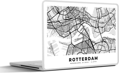 Laptop sticker - 10.1 inch - Kaart - Rotterdam - Nederland - 25x18cm - Laptopstickers - Laptop skin - Cover