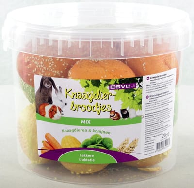 ESVE Knaagdierbroodjes mix emmer | 18 stuks | snack voor konijn en knaagdier